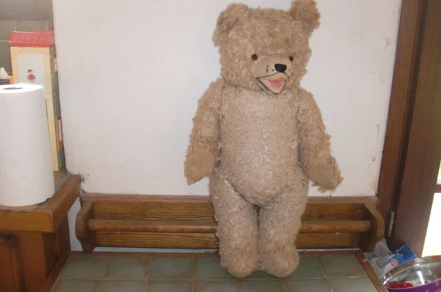 Vieux Ours En Peluche Vintage – Ours Ancien En Paille – Jouet D'antan Déco