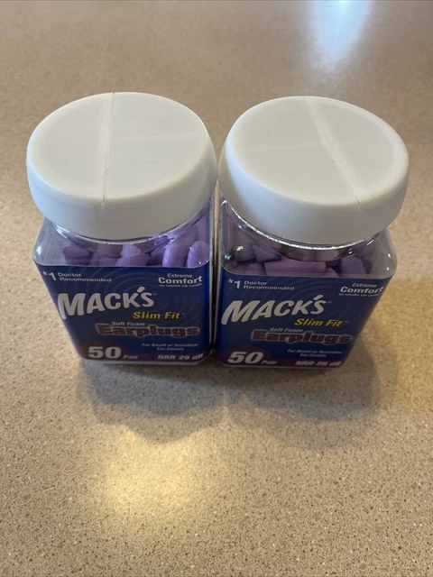2 contenedores tapones para los oídos cómodos de espuma suave Mack's Slim Fit