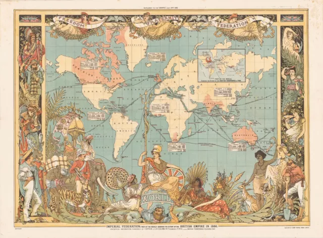 Home Wall Art Print - Vintage Map Poster - BRITISH EMPIRE 1886 - A4,A3,A2,A1,A0