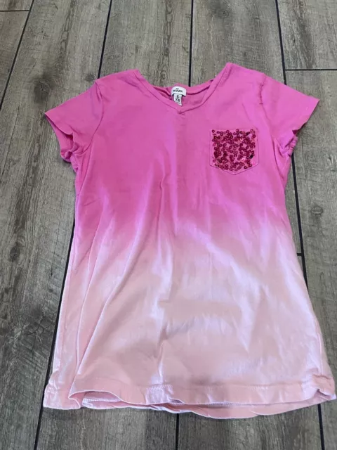 RUUM GIRLS Sz Small 7/8 New York short sleeve t-shirt ombre pink