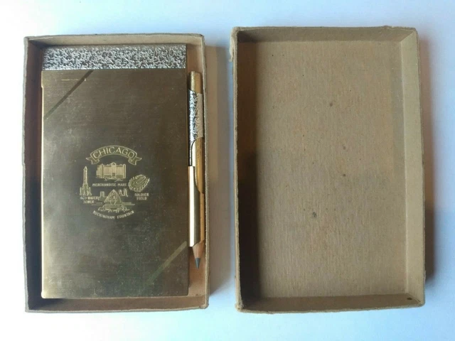 Vintage Chicago Landmarks Notepad Notebook Case Book With Paper Pencil And Box