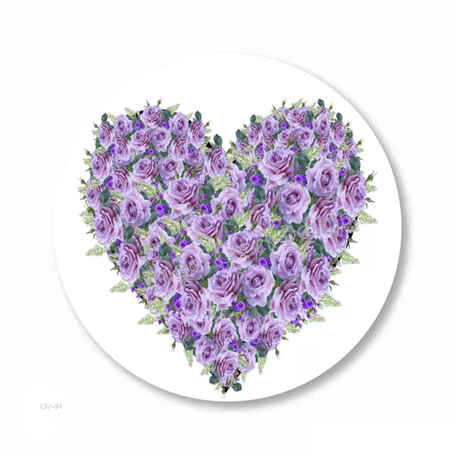 Purple Flowers Heart Lavender Roses Stickers Party Favors Envelope Seals Labels