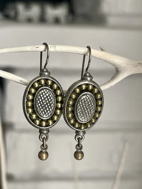 Vintage Signed Ben Amun Drop Dangle Gold Tone Hook Earrings