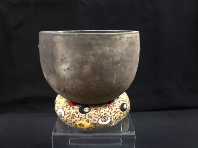 Antique Asian Vietnam Hue Bronze Temple Bell With Fabric Base 19C