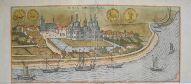 Tönning  Schleswig-Holstein altkolorierter Braun und Hogenberg Kupferstich 1596