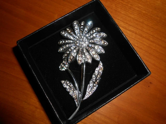 Broche Ancienne 'Marguerite' En Argent Massif Signée LEXCELLENT - Style Art Nouveau, Très Bel état