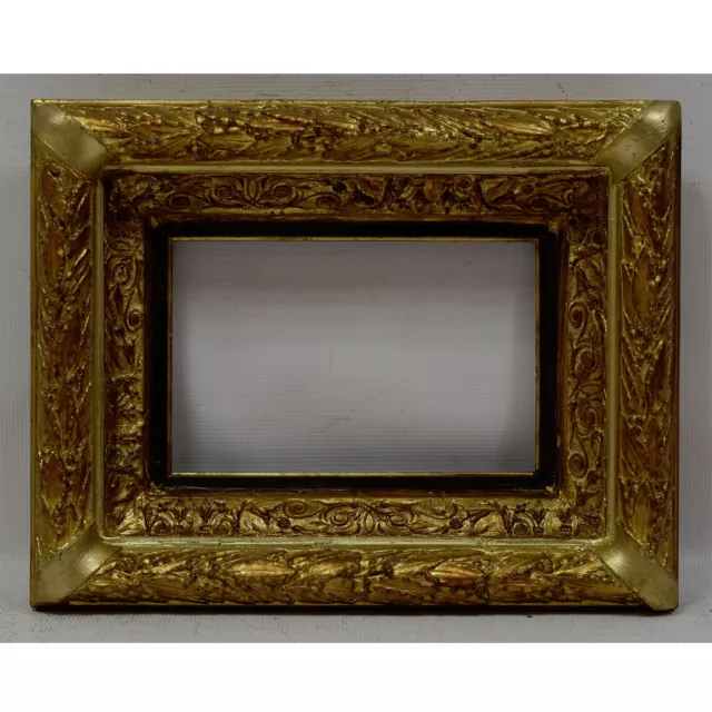 1919 Antica cornice in legno con oro imitazione in foglia Interne: 27 x 19 cm