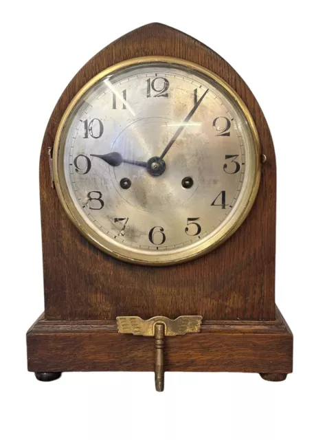 Superb Haller German Arched Art Deco Oak 8-day Striking Mantle Clock