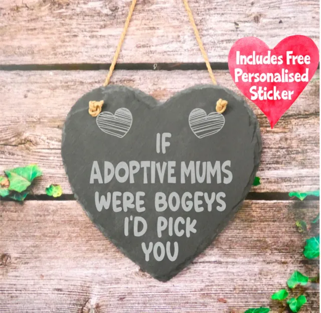 Adoptive Mum Gift Engraved Heart If * Were Bogeys I'd Pick You Fun Slate Present