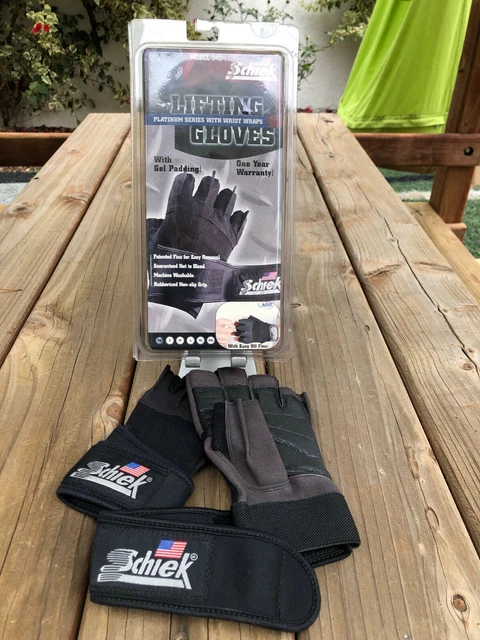 Gants de levage enveloppés au poignet Schiek Sports Platinum 540 - Taille XS - Tout neufs !