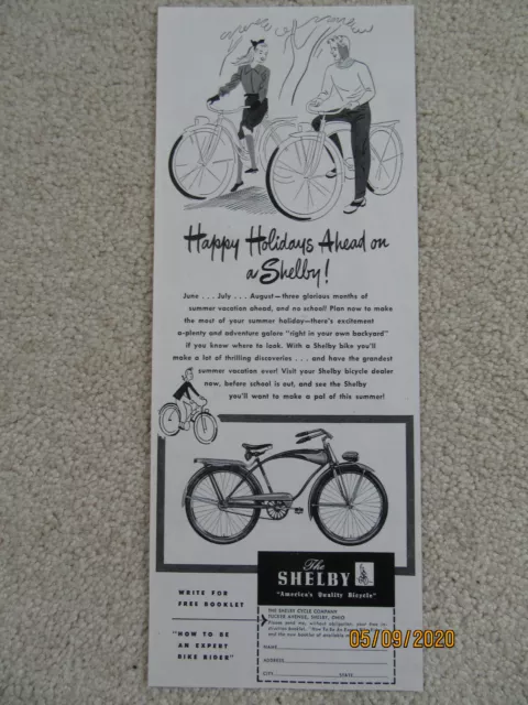 Shelby Bicycle, How to be an Expert Bike Rider Booklet Offer, Print Ad, 1948