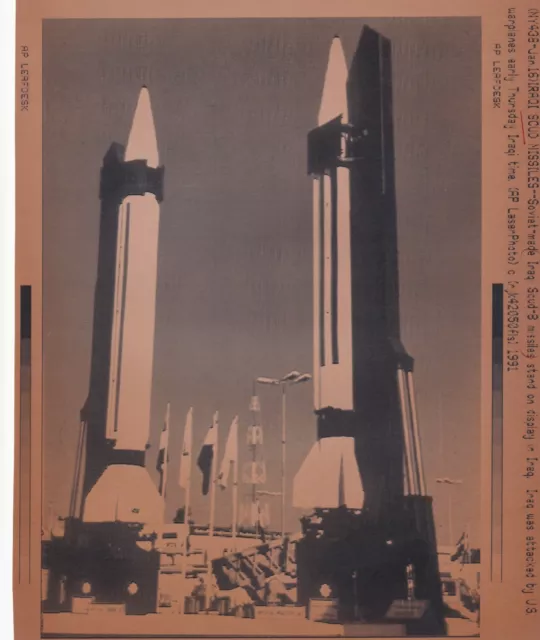 Original Press Photo Gulf War Iraqi Scud B missile on launch pad 16.1.1991 (3)