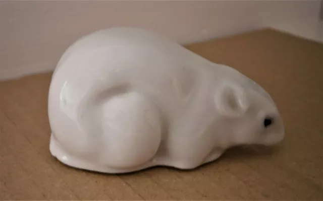White Porcelain Mouse Figurine Marked "China"