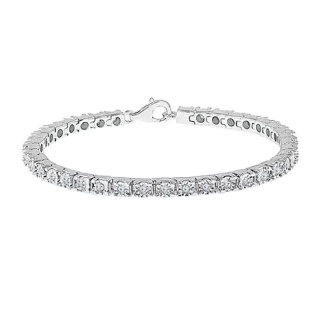 2.50 CT Coupe Ronde Moissanite Solitaire Tennis Bracelet En 925 Argent Sterling