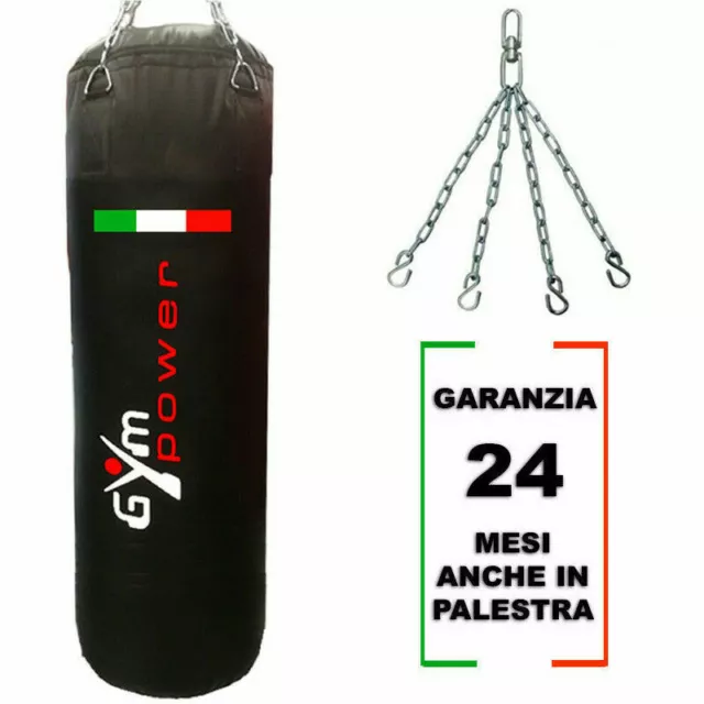 Gym Power Sacco Boxe Pugilato Vuoto Professionale da Riempire 100x40 cm + Catene