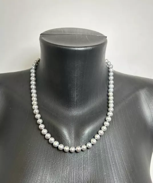 Judith Ripka Sterling Silver Blue Gray Pearl CZ Heart Clasp Necklace 16"