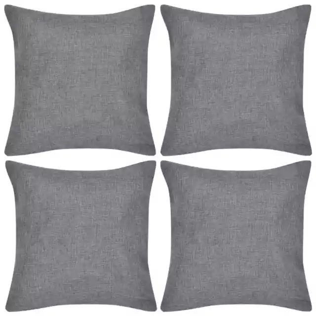 4 Anthracite Cushion Covers Linen-look 40 x 40 cm