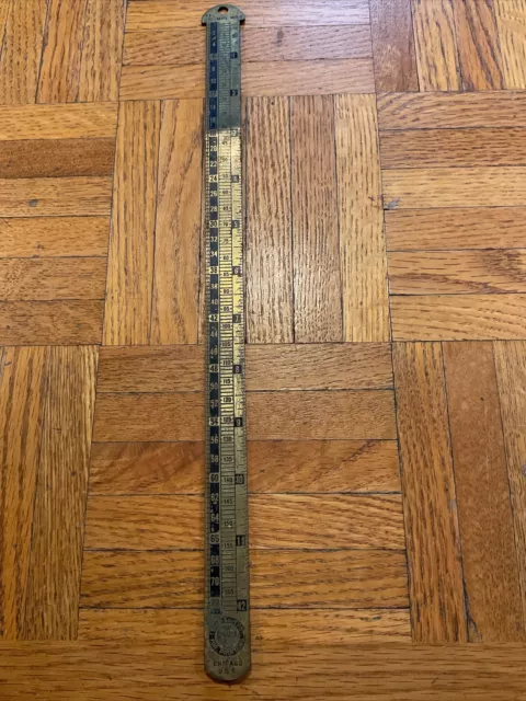 Vintage H.B. Rouse & Co Time Saver for Printers 6 & 12 PT Inches Brass Ruler