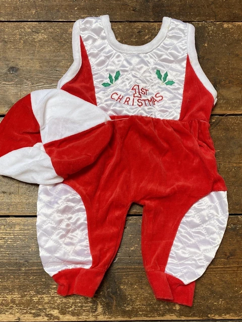 Abito vintage My First Christmas bambino 0-3 mesi anni '80 anni '90