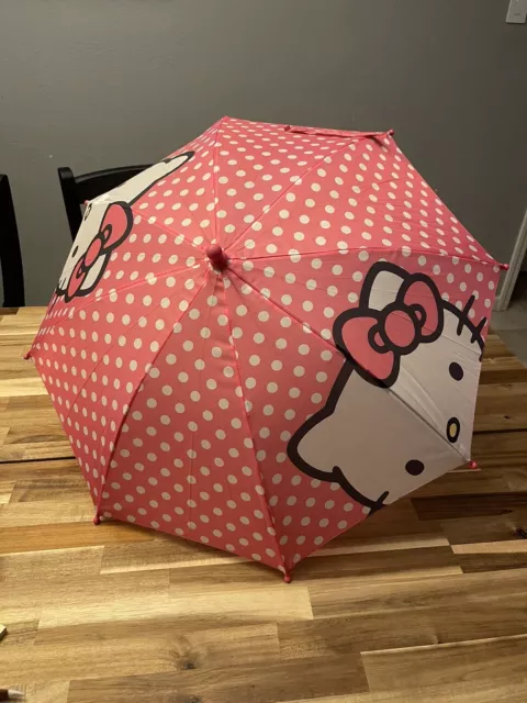 Hello Kitty 21" Pink Kids  Child Umbrella w/Hello Kitty Handle Used Excellent