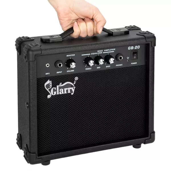 Glarry 20w Electric Bass Mini Amplifier Portable Compact Practice Amp Accessory