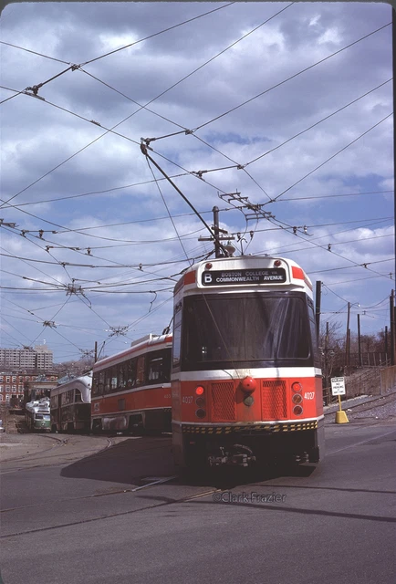 MBTA 4027 & 4031 push PCC 3233 home to Reservoir 1980 Original Kodachrome Slide