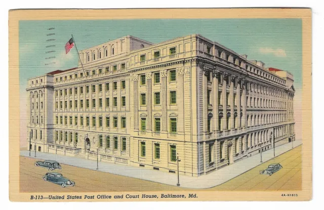 VTG Post Card United States Post Office Court House Baltimore MD 1941