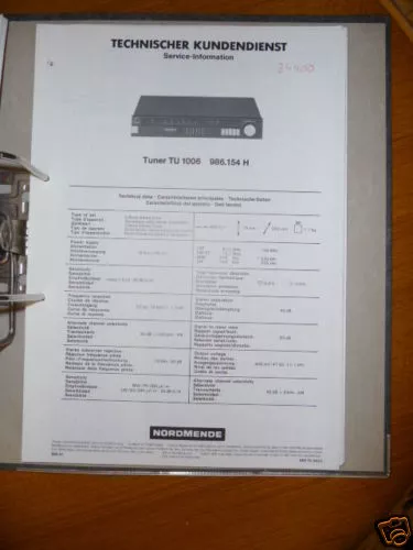 Service-Manual für NordMende TU 1006 Tuner,ORIGINAL!