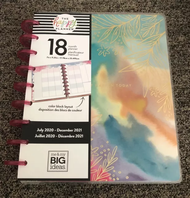 The Happy Planner Watercolor Make It Happen Today NWT 18 mo.  July 2020-Dec 2021