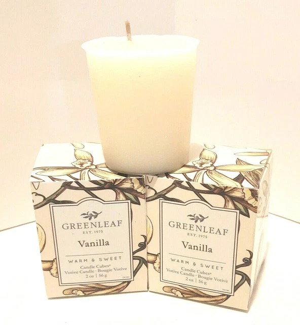 Greenleaf Vanilla scented Votives lot 2 candle cube New