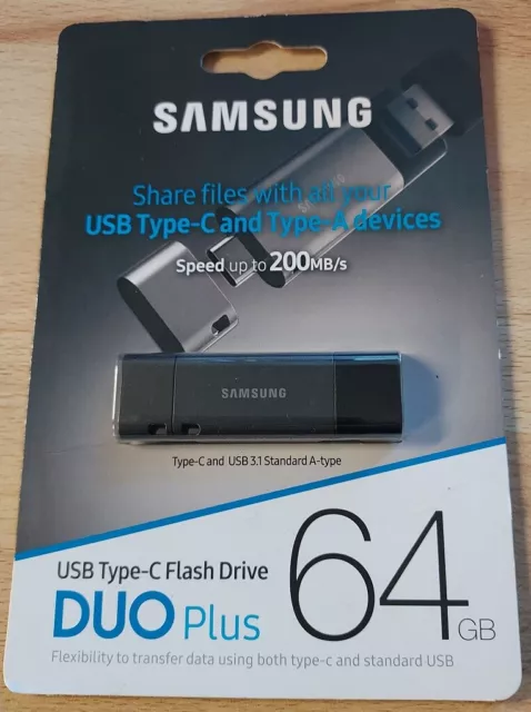 CLÉ USB 3.1 SAMSUNG Duo Plus 64GB Type A + Type C EUR 24,99