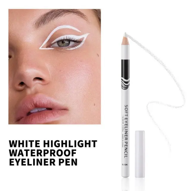 Lápiz delineador de ojos blanco impermeable lápiz herramienta de maquillaje suave 2 mate E3X8