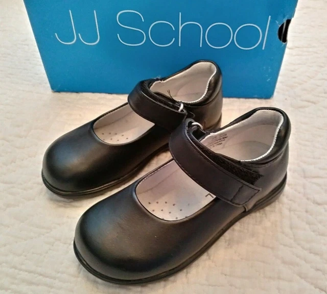 NIB JJ School by Jumping Jacks Tutor Black Leather Mary Jane Shoes Girls 8.5 M