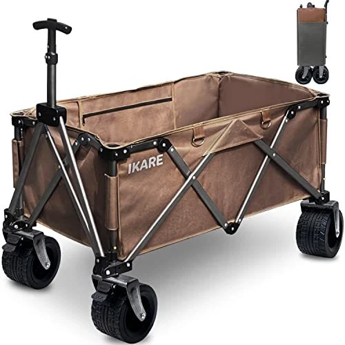 IKARE Heavy Duty Folding Wagon Cart with 330lbs Large Capacity, Portable