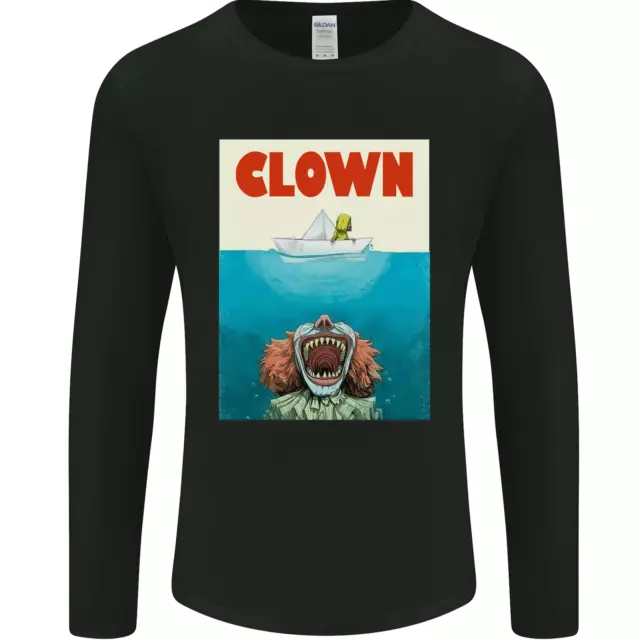 Jaws Funny Parody Clown Halloween Horror Mens Long Sleeve T-Shirt
