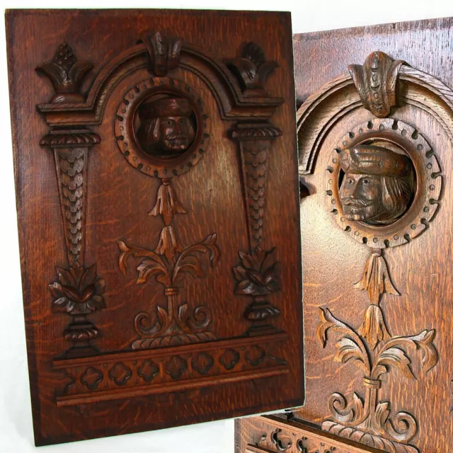 Antique Carved Oak 21" Panel, Figural Plaque, Furniture or Architectural Salvage 10
