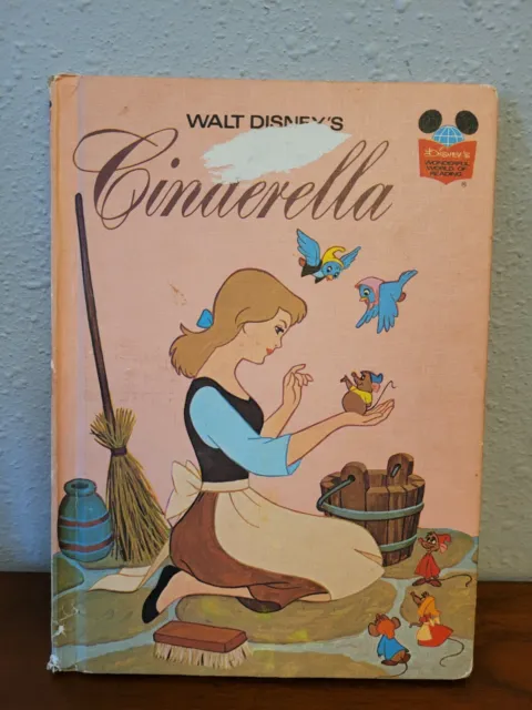 Walt Disney's Cinderella Book Wonderful World of Reading Vintage 1974 Hardcover