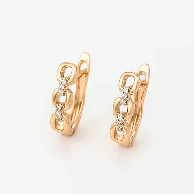 18ct 18K Gold Plated Clear Crystal Huggie Hoop Earrings - UK Gift Idea