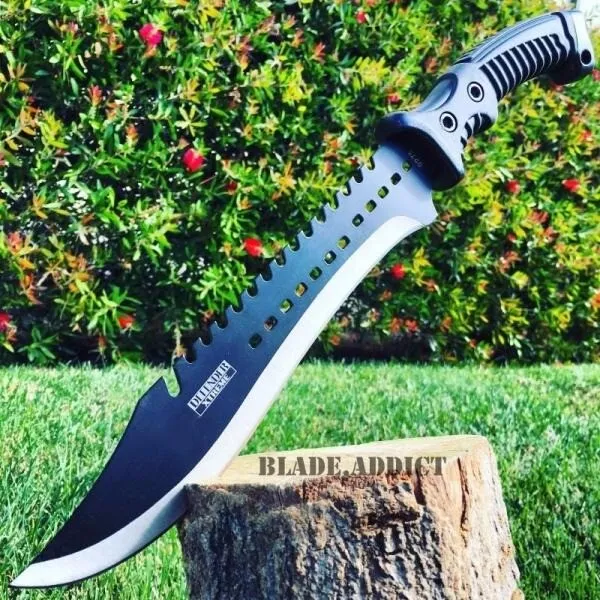 15.5" ZOMBIE SURVIVAL HUNTING FIXED BLADE MACHETE Tactical Rambo Knife Sword