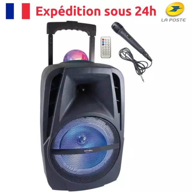 Enceinte lumineuse Bluetooth 450W Fonction Karaoké Kaléidoscope LED Multicolore