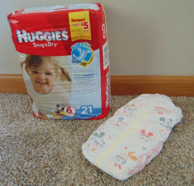 Vintage Huggies Size 6 Snug & Dry Diapers 2012 21 Count W Bonus Huggies Size 7