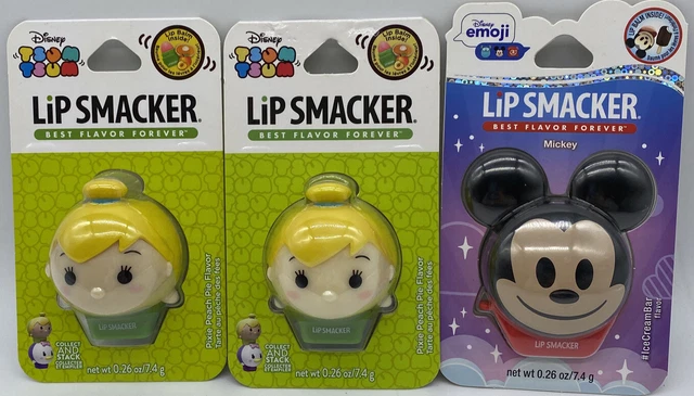 3 Stackable DISNEY TSUM Lip Smackers Mickey Mouse & Tinkerbell Lip Balms