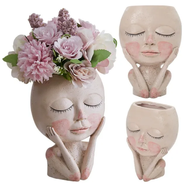 Nordic Style Head Plant Pot Human Face Pot Creative Flower Planter Room Decor US