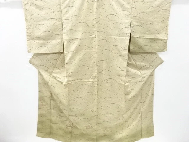 6827882: Japanese Kimono / Antique Kimono / Fushi Tsumugi / Woven Flower