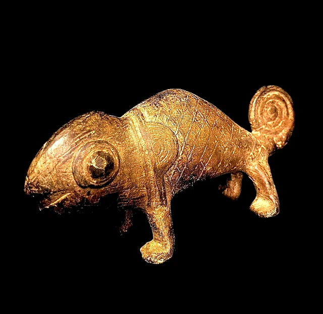 Brass African Figurine Vintage Tribal Art Figurines Statue Ashanti  Akan -4970