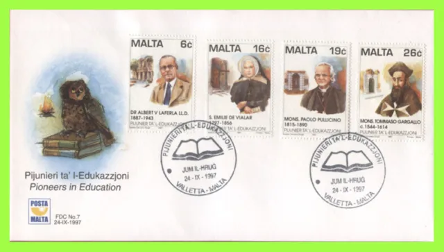 Malta 1997 Pioneers in Education set on First Day Cover,Valletta