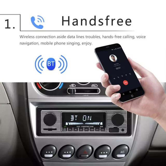 Retro Car Bluetooth Compatible Radio MP3 Player Stereo USB/AUX/SD/ISO/FM Classic 3