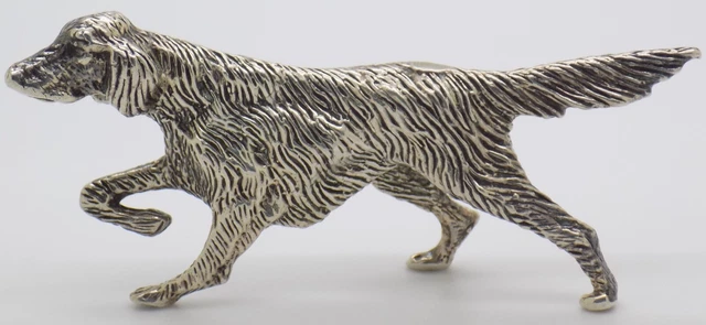 Vintage IN Argento Massiccio Italiano Fatto Large Pointer Cane Statuina Timbrato