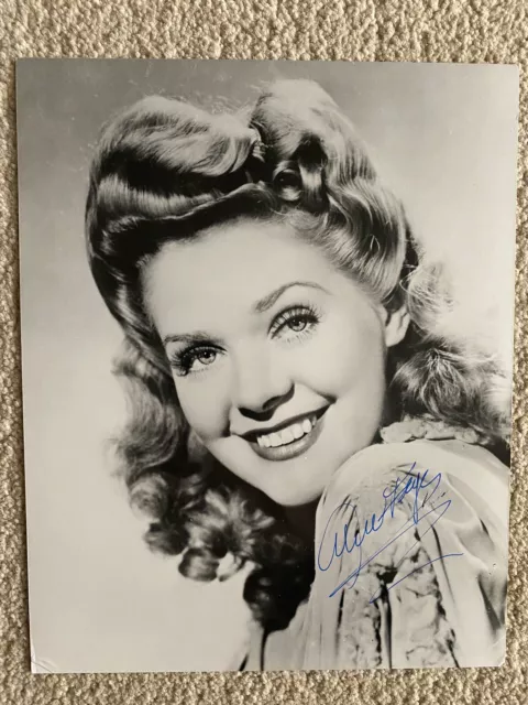 Alice Faye 10" x 8" Black & White SIGNED Photograph 100% Authentic Signature