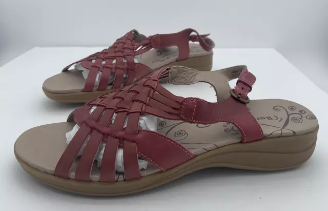 BARE TRAPS Jabber Womens Leather Sandals Pink Size 10M Basket Weave Pattern